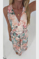 Lira Jumpsuit - V-Neck Wide Leg Pant Jumpsuit with Belt in Swanlea Print