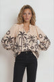 Violet Blouse - Frill Collar Button Down Balloon Sleeve Blouse In Bertie Print