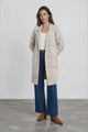Ellington Cardigan - Lapel Collar Checkered Knit with Pockets in Beige