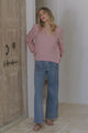Ritual Top - V-Neck High Low Pull Over with Long Balloon Sleeves in Dusty Pink