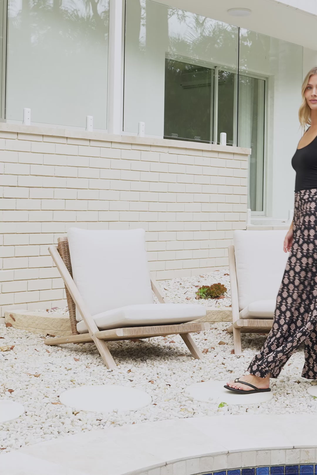 Emmy Pants - High Waisted Pleated Front Waistband Palazzo Pants in Azaria Print Black