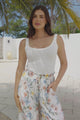 Charli Pants -  Paper Bag High Waisted Wide Leg Pants in Veronica Print