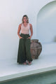 Charli Pants - Paper Bag High Waisted Wide Leg Pants in Olive