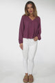 Nelly Top - Easy Wear V Neck Pull Over Top In Wine