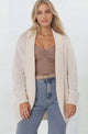 Blair Cardigan - Chunky Open Front Knit Cardigan with Pockets in Cream