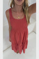 Sarlie Midi Dress - Shirred Bodice Cotton/Linen Blend Tiered Dress in Orange