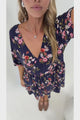 Margot Mini Dress - V Neck Short Sleeves Mini Dress in Rosalune Print