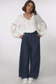 Saldana Pants - Denim Wide Leg Pants in Indigo