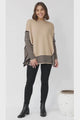 Irina Jumper - Crew Neck Batwing Sleeve Open Sides Jumper in Camel