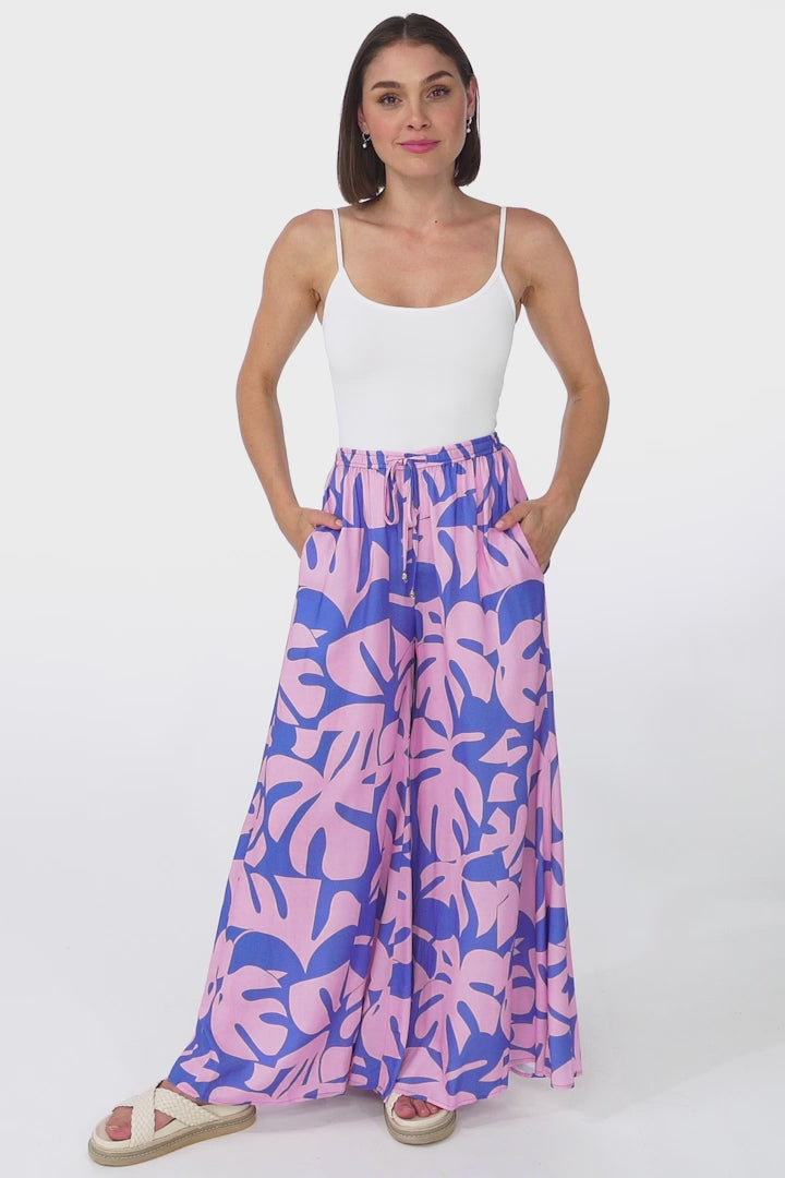 Miranda Pants - High Waisted Wide Leg Pants in Noa Print