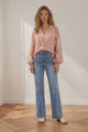 Amalfi Blouse - Frill Collar Button Down with Long Balloon Sleeves in Jolie Print