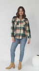 Bonnie Shacket - Relaxed Checkerd Button Down Shirt Jacket in Green