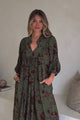 JAASE - Boheme Midi Dress: Piping Defined Bust Slimline Smock Dress In Esme Print