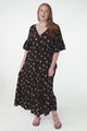 Rae Maxi Dress - Buttoned Bodice Pull Waist A Line Dress in Mahony Print