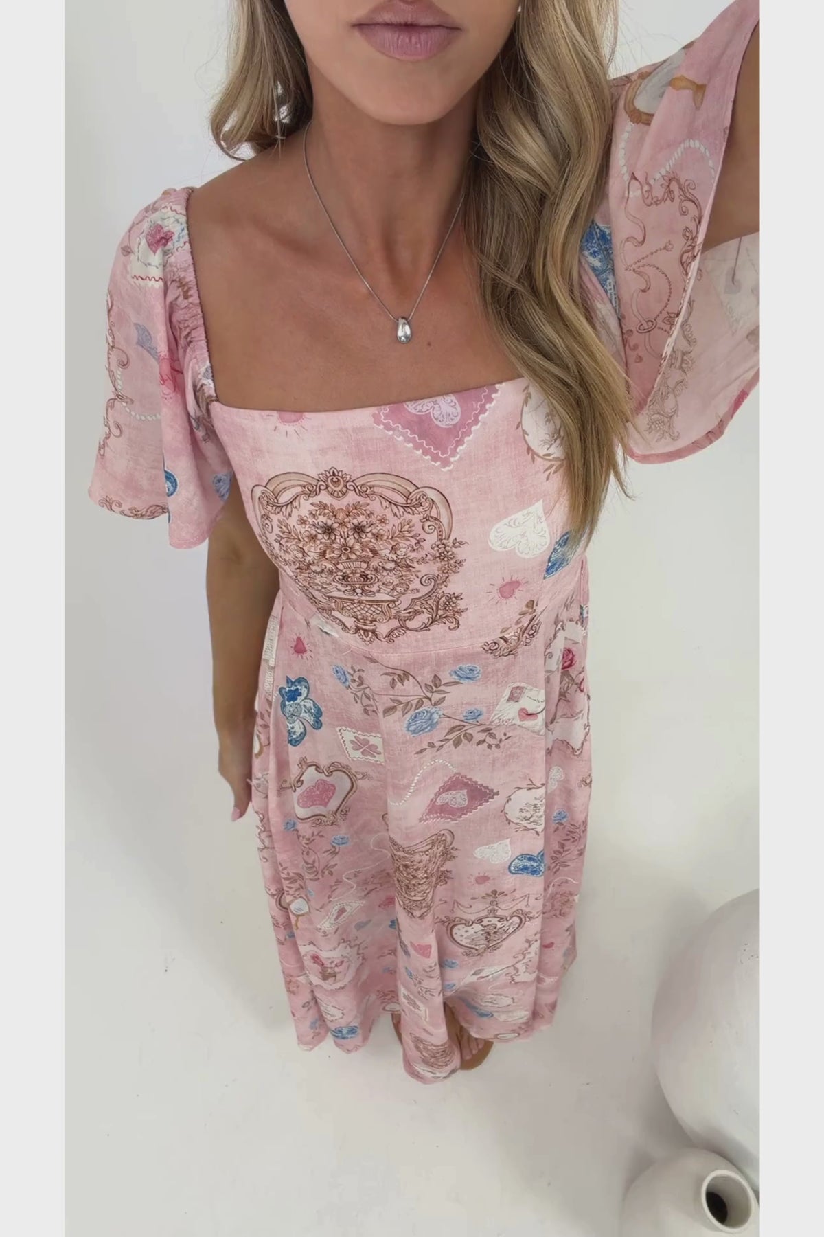 Ashby Maxi Dress - On or Off Shoulder A-Line Dress with Pockets in Everrose Print