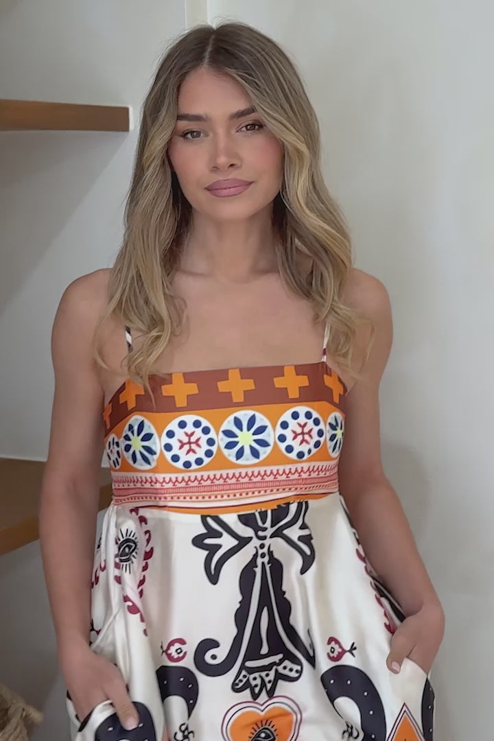 Bonita Maxi Dress - Spaghetti Strap Sun Dress in Belrae Print