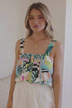 Aspa Top - Thick Adjustable Strap Button Front Crop in Melora Print
