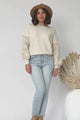 Roland Jumper -  Crew Neck Open Knit Sleeve Jumper in Beige