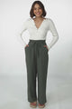 Roswell Pants - Cotton Wide Leg Pant with Plaited Belt in Green