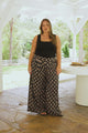 Emmy Pants - High Waisted Pleated Front Waistband Palazzo Pants in Azaria Print Black