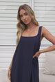 Nisha Mini Dress - Square Neck Relaxed A Line Dress in Navy