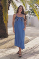 Alice Maxi Dress - Embroidered Sun Dress with Adjustable Straps in Cobalt
