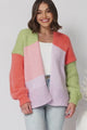 Hillary Cardigan - Cropped Colour Block Cardigan in Lilac