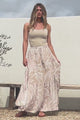 Hellen Maxi Skirt - High Waisted Skirt with Front Splits in Jeani Print Beige