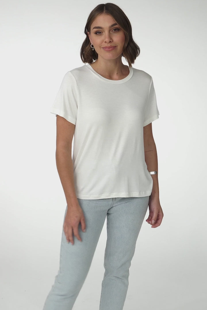 Luma T-Shirt - Relaxed Crew Neck Short Sleeve Tee in White