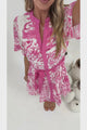 Floretta Mini Dress - Mandarin Collared Button Down Shirt Dress with Waist Tie in Fleurie Print