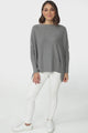 Belinda Knit Top - Boat Neckline Boxy Batwing Top in Grey