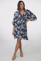 Zoe Mini Dress - Kimono Sleeve A-Line Dress with Bow at the Bust in Jane Print