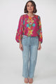 Celle Blouse - Pull Over Top with Long Balloon Sleeves in Octavia Print