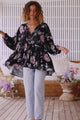 JAASE - Chloe Top: Very Oversized Crochet Trim Neckline Smock Top in Under the Stars Print