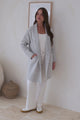 Oswin Cardigan - Open Front Ribbed Shawl Collar Knit with Pockets in Grey