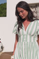 Anais Midi Dress - Cap Flutter Sleeve Button Down A Line Dress Seely Print Sage