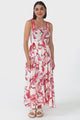 Emmelyn Maxi Dress - Lace Trim Tie Strap Sun Dress in Carlee Print