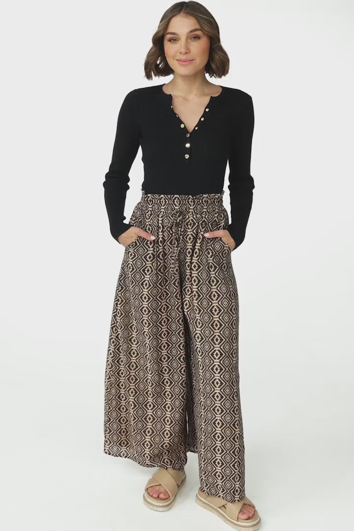 Noah Pants - Elasticated Waist Wide Leg Pant in Archie Print