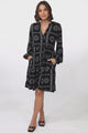 Sarah Mini Dress - Bermuda Collar Tiered Button Down Dress in Astra Print Black