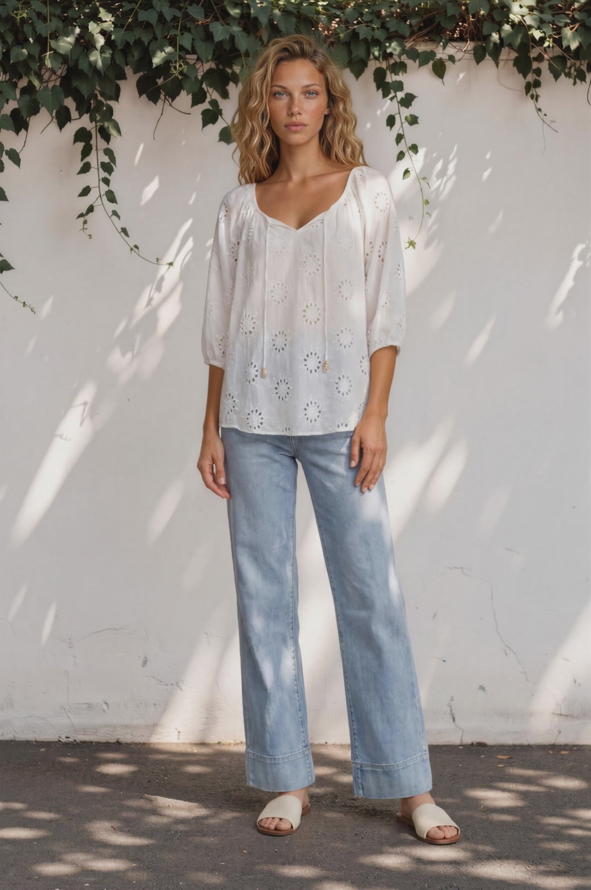 Blanche Blouse - Hollow Out Top in White