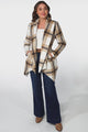 Clooney Coat - Checkered Collared Coat with Matching Belt in Beige