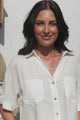 Marion Shirt - Collared Buttoned Down Shirt with Pockets in White