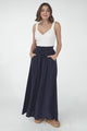 Charli Pants - Paper Bag High Waisted Wide Leg Pants in Navy