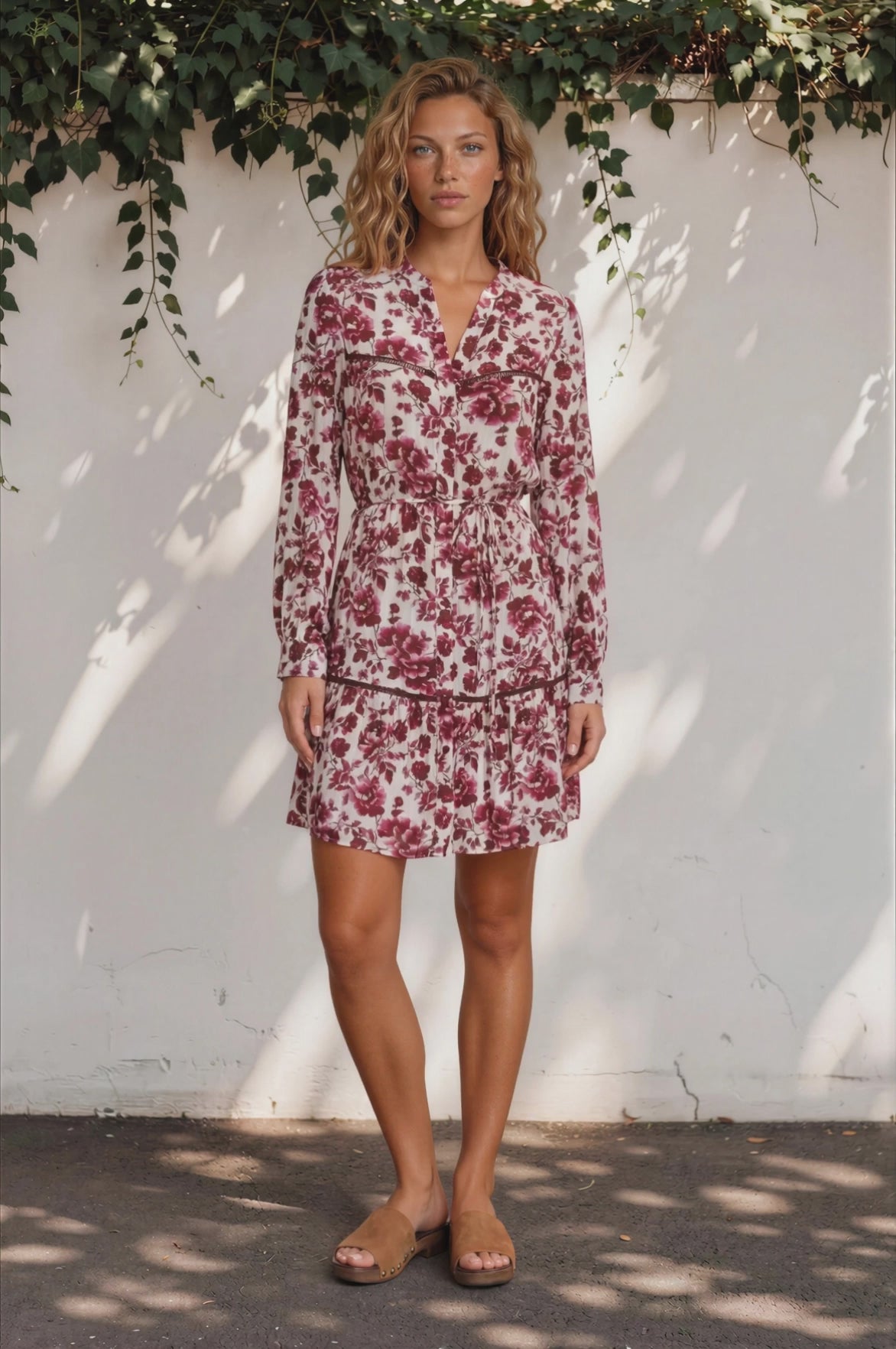Tirzah Mini Dress  - V Neckline in Gamay Print