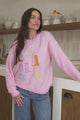 Shelby Jumper - Cowgirl Boot Graphic Long Sleeve Knit in Pink