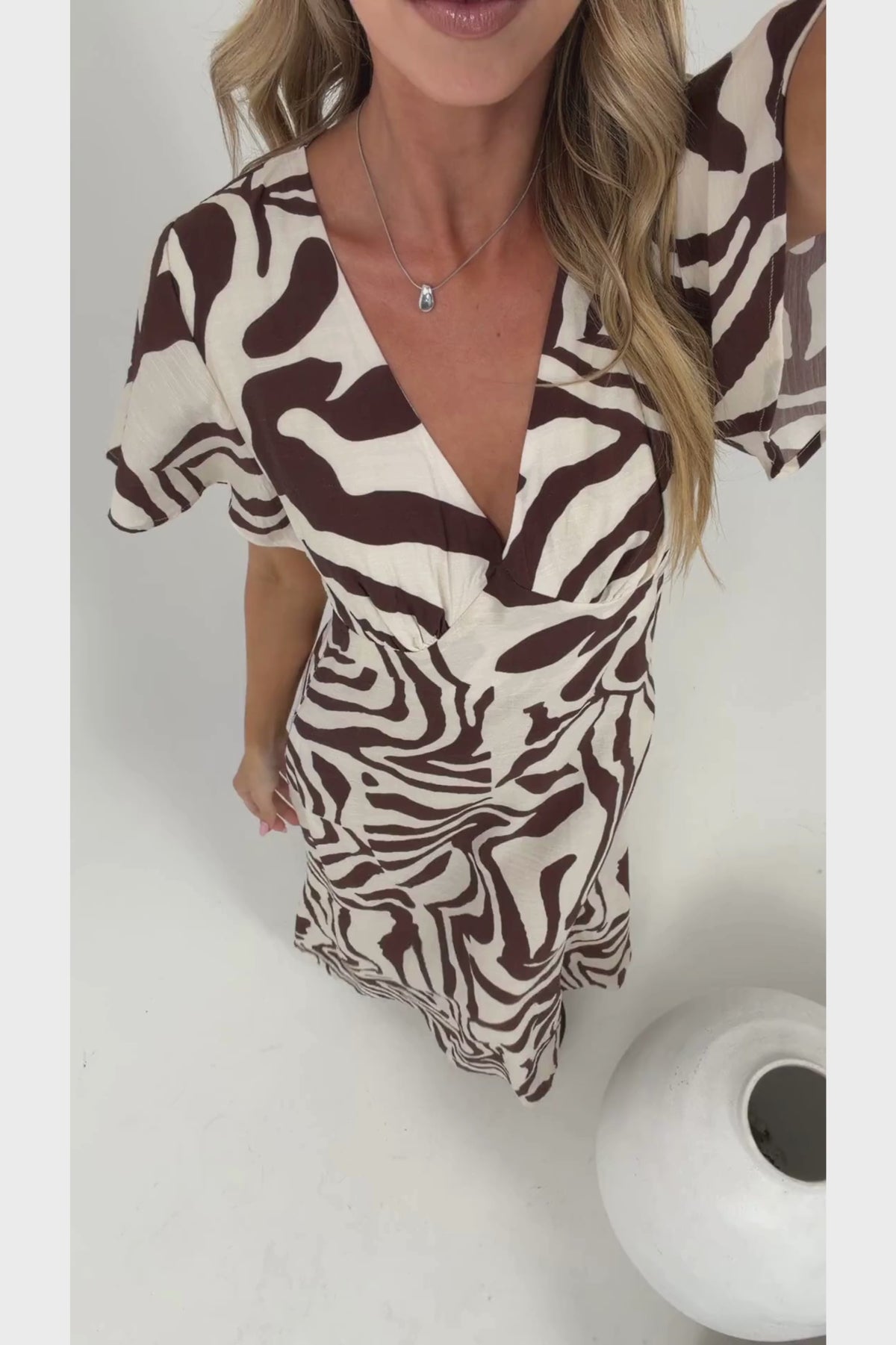 Elaine Maxi Dress  - V Neck Flutter Sleeve Maxi Dress In Toti Print
