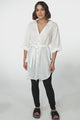 Rylee Tunic - Long Line Button Down Tunic in White