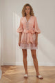 Riley Mini Dress - V Neck Balloon Sleeve Dress with Matching Belt in Jolie Print