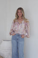 Violet Blouse - Frill Collar Button Down Balloon Sleeve Top in Baroque Print