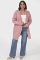 Jemmy Cardigan - Collared Button Down Coatigan in Pink